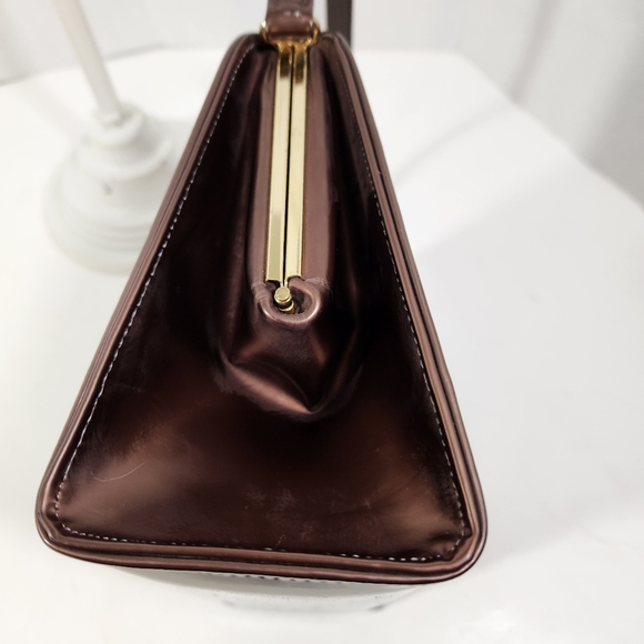 Town and country shoes pantent bronze brown vintage 50s 60s handbag evc - Picture 13 of 16